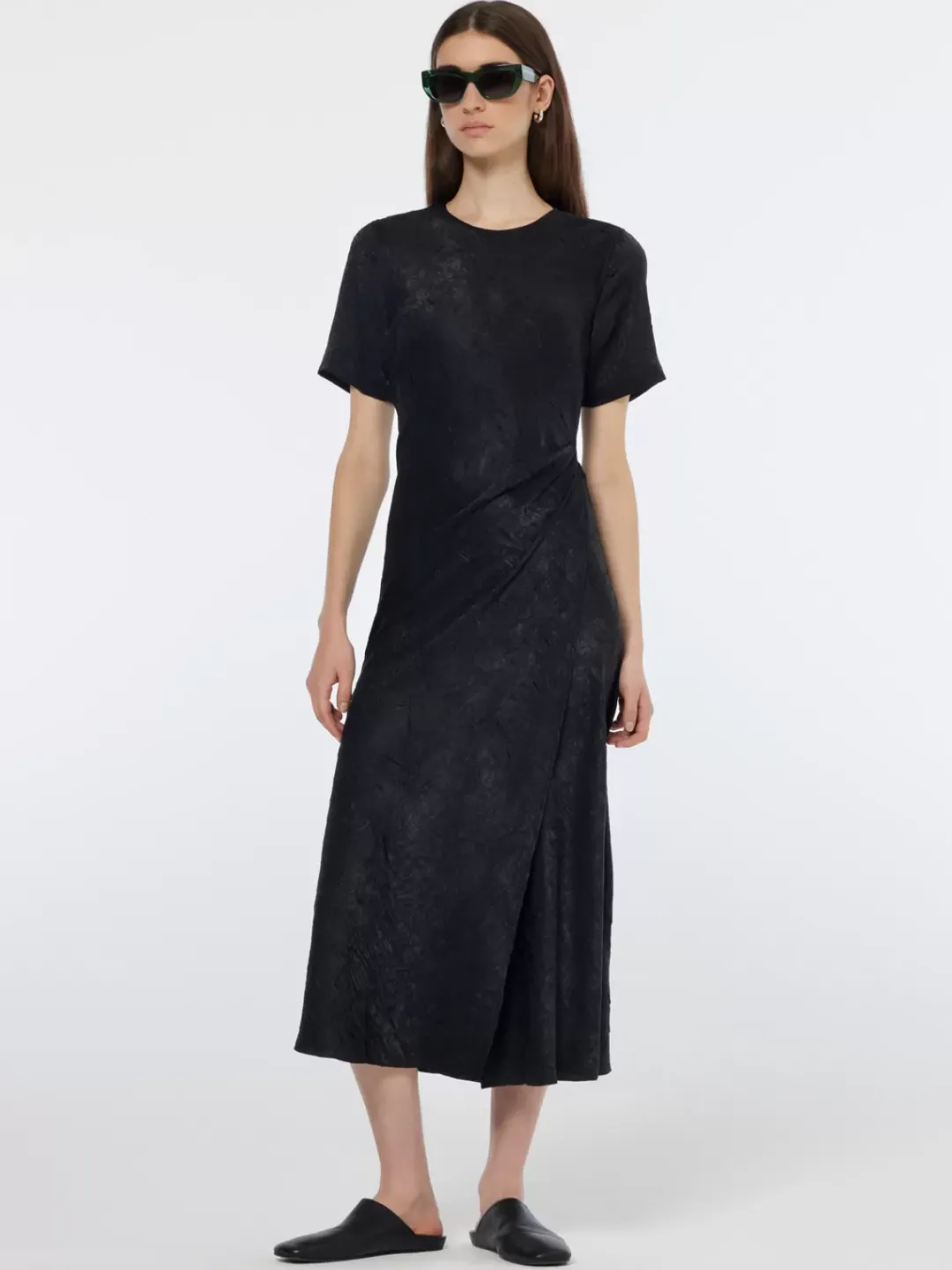 Online Scotch & Soda Crushed Satin Wrap Dress