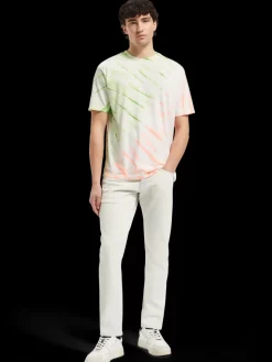 Clearance Scotch & Soda Diagonal tie dye t-shirt Swan/NeonTieDye