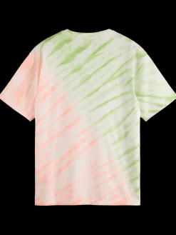 Clearance Scotch & Soda Diagonal tie dye t-shirt Swan/NeonTieDye