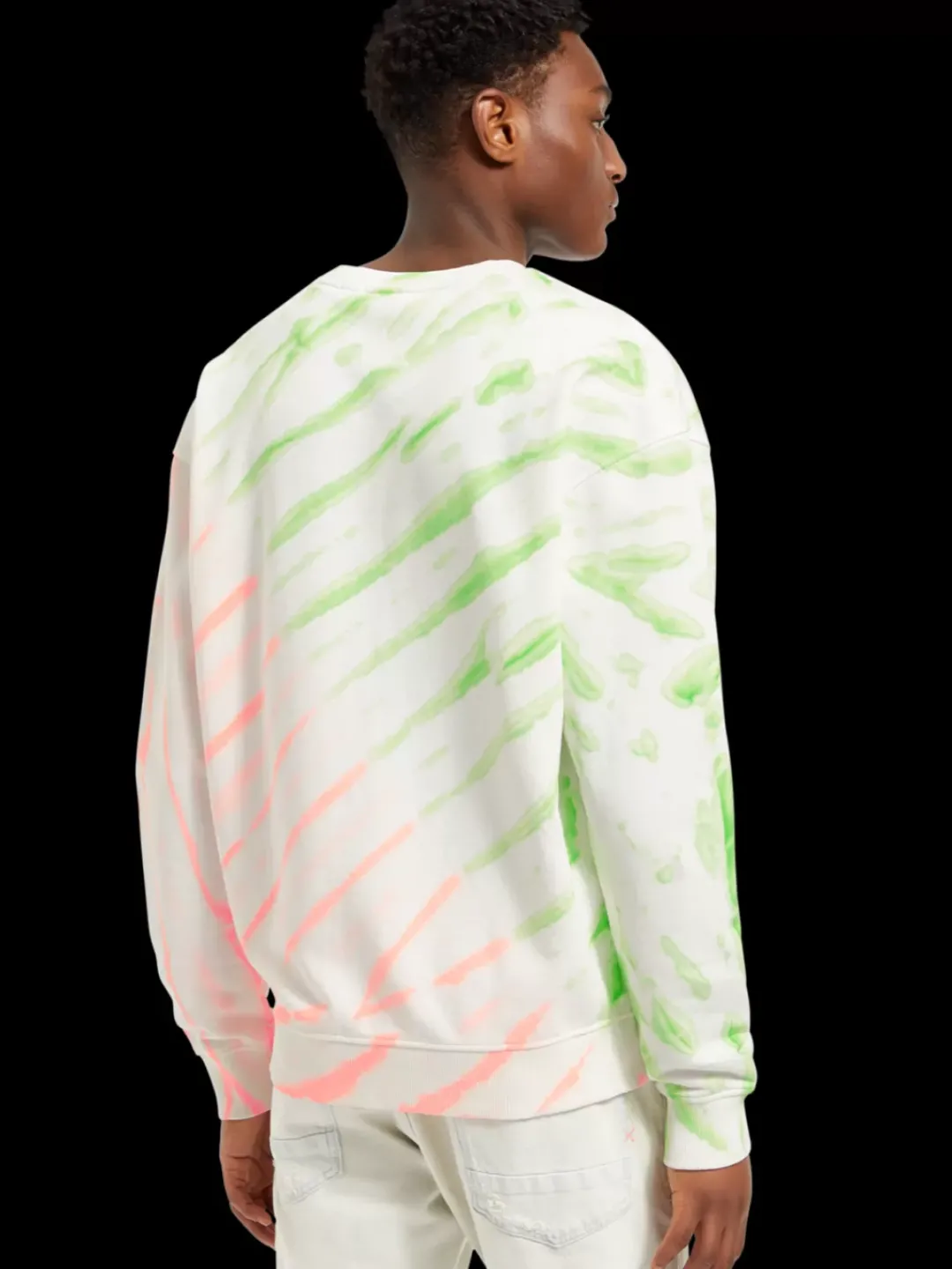 New Scotch & Soda Diagonal tie-dyed sweatshirt Swan/NeonTieDye