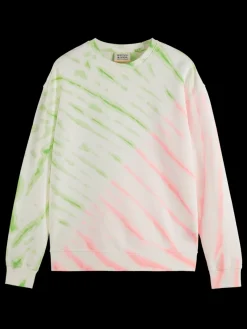 New Scotch & Soda Diagonal tie-dyed sweatshirt Swan/NeonTieDye