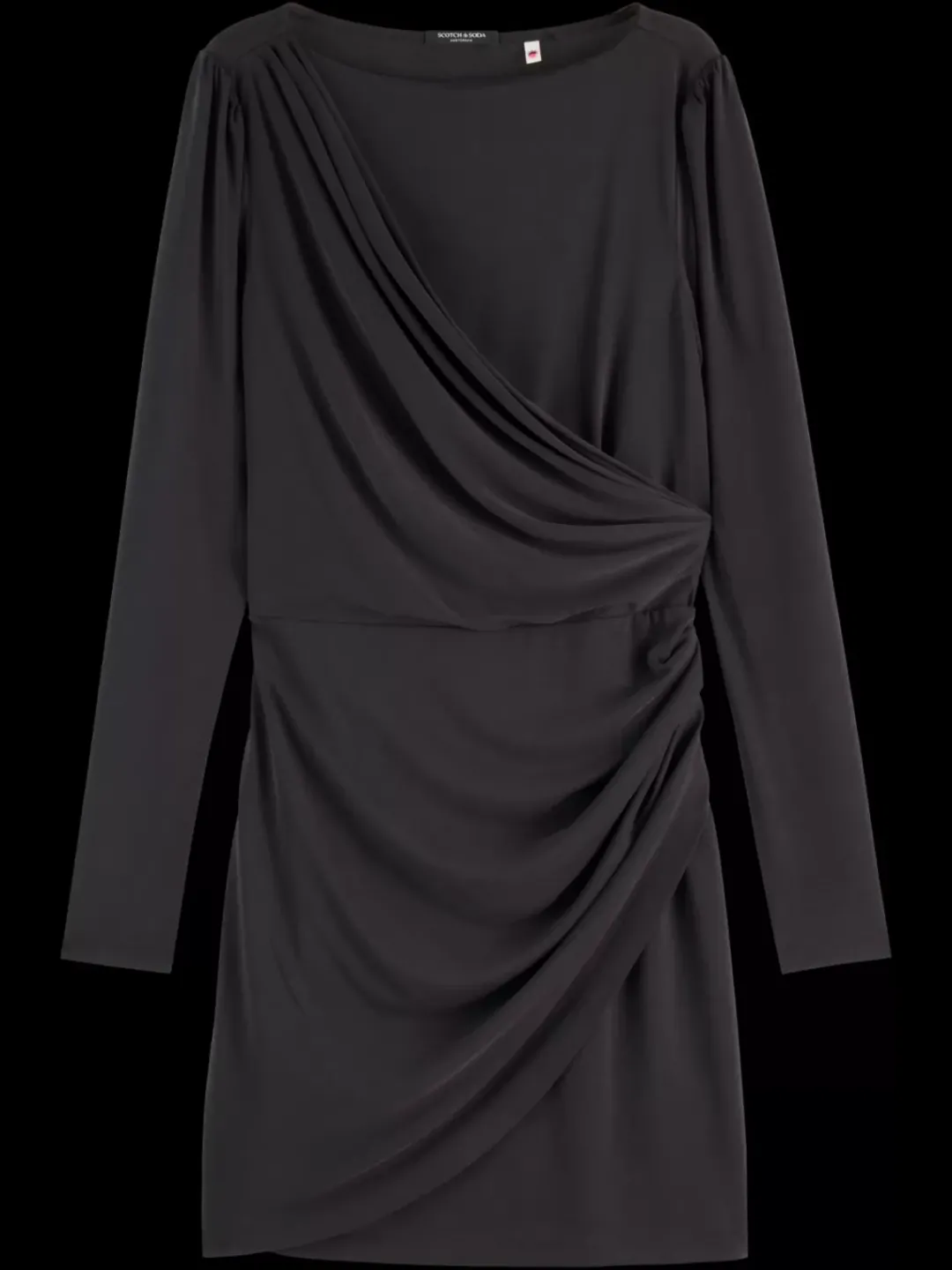 Online Scotch & Soda DRAPED LONG SLEEVE DRESS EveningBlack