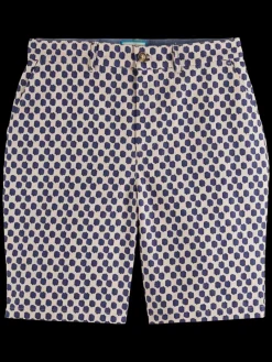 New Scotch & Soda Drift- printed lightweight cotton canvas short PolkaNavyBlue
