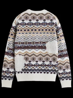 Sale Scotch & Soda Dropped shoulder jacquard all over FairisleDistortedAOP