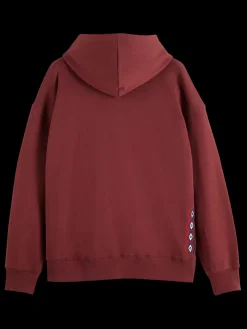 New Scotch & Soda Embroidered artwork hoodie Wine