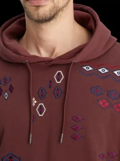 New Scotch & Soda Embroidered artwork hoodie Wine