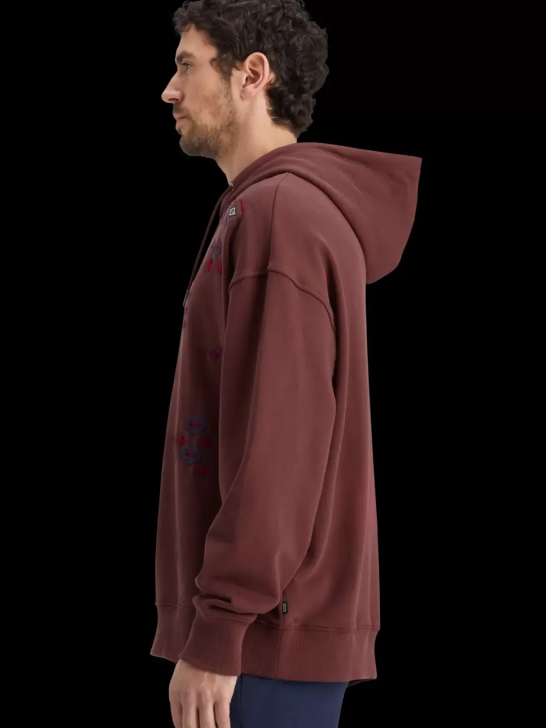 New Scotch & Soda Embroidered artwork hoodie Wine