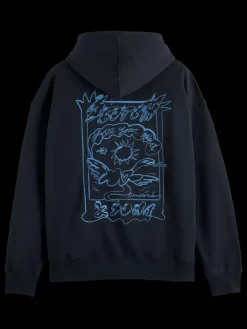 Sale Scotch & Soda Embroidered artwork hoodie Night