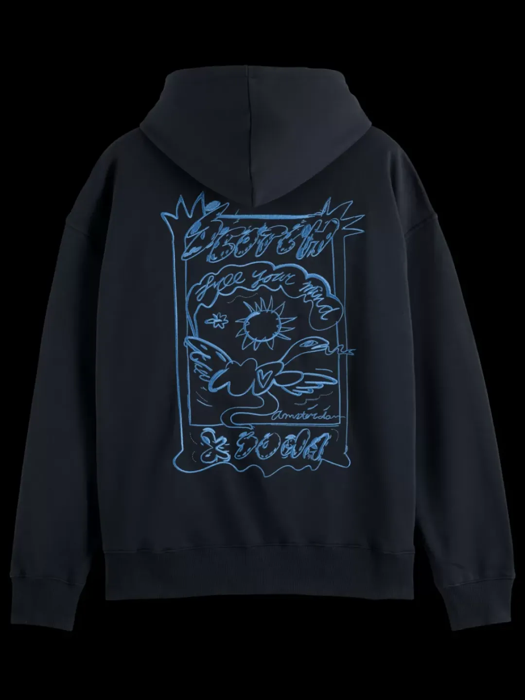 Sale Scotch & Soda Embroidered artwork hoodie Night