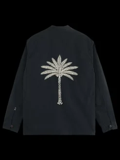 Best Scotch & Soda Embroidered cotton/linen canvas kimono jacket Black
