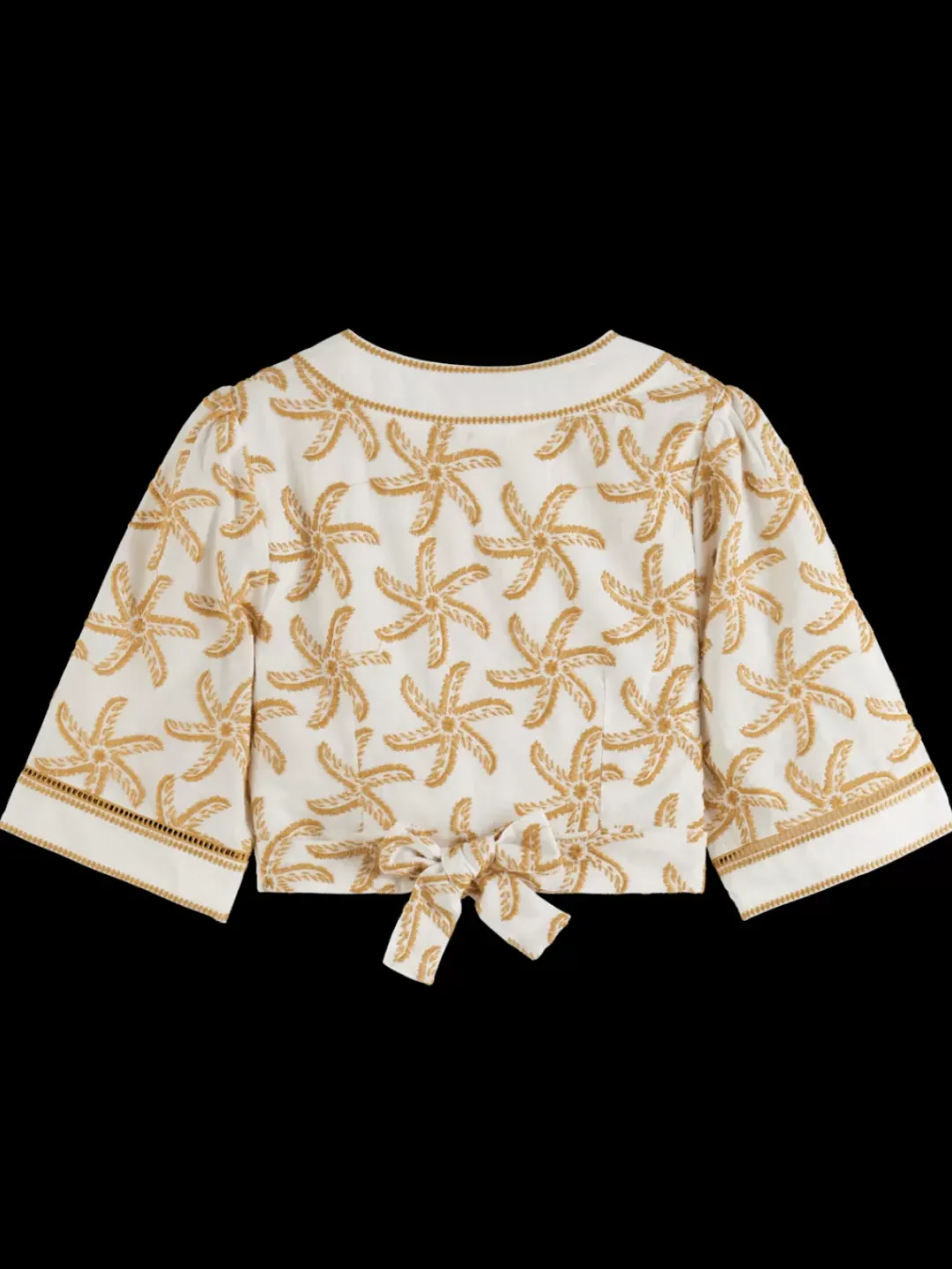Clearance Scotch & Soda EMBROIDERED LINEN CROP TOP StarfishEmbroidery