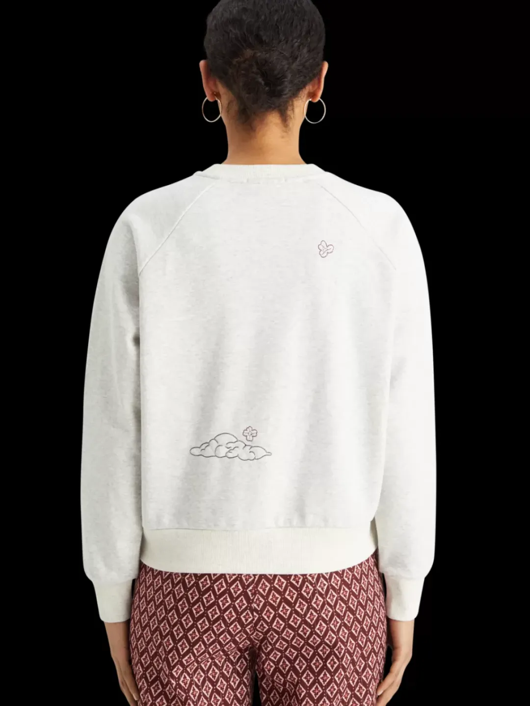 Discount Scotch & Soda Embroidered raglan relaxed fit sweatshirt LightGreyMelange