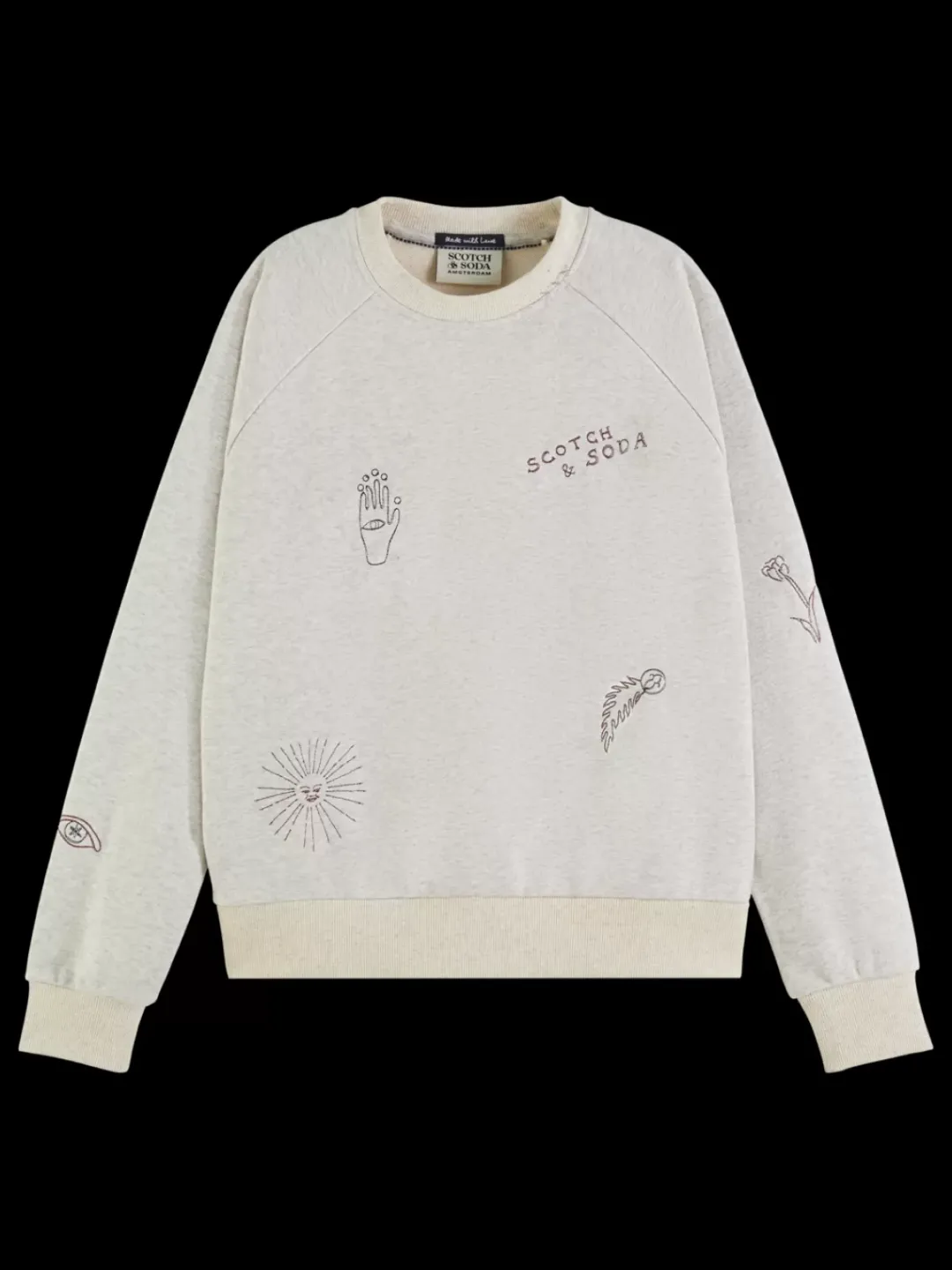 New Scotch & Soda EMBROIDERED RAGLAN RELAXED FIT SWEATSHIRT LightGreyMelange