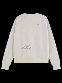 New Scotch & Soda EMBROIDERED RAGLAN RELAXED FIT SWEATSHIRT LightGreyMelange