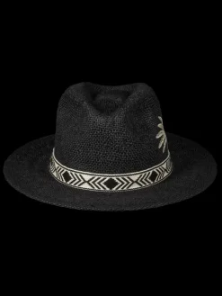 Fashion Scotch & Soda Embroidered straw panama hat Black