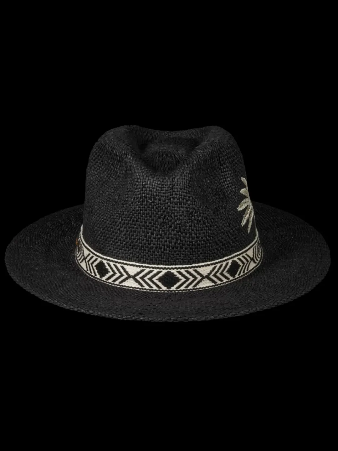 Fashion Scotch & Soda Embroidered straw panama hat Black