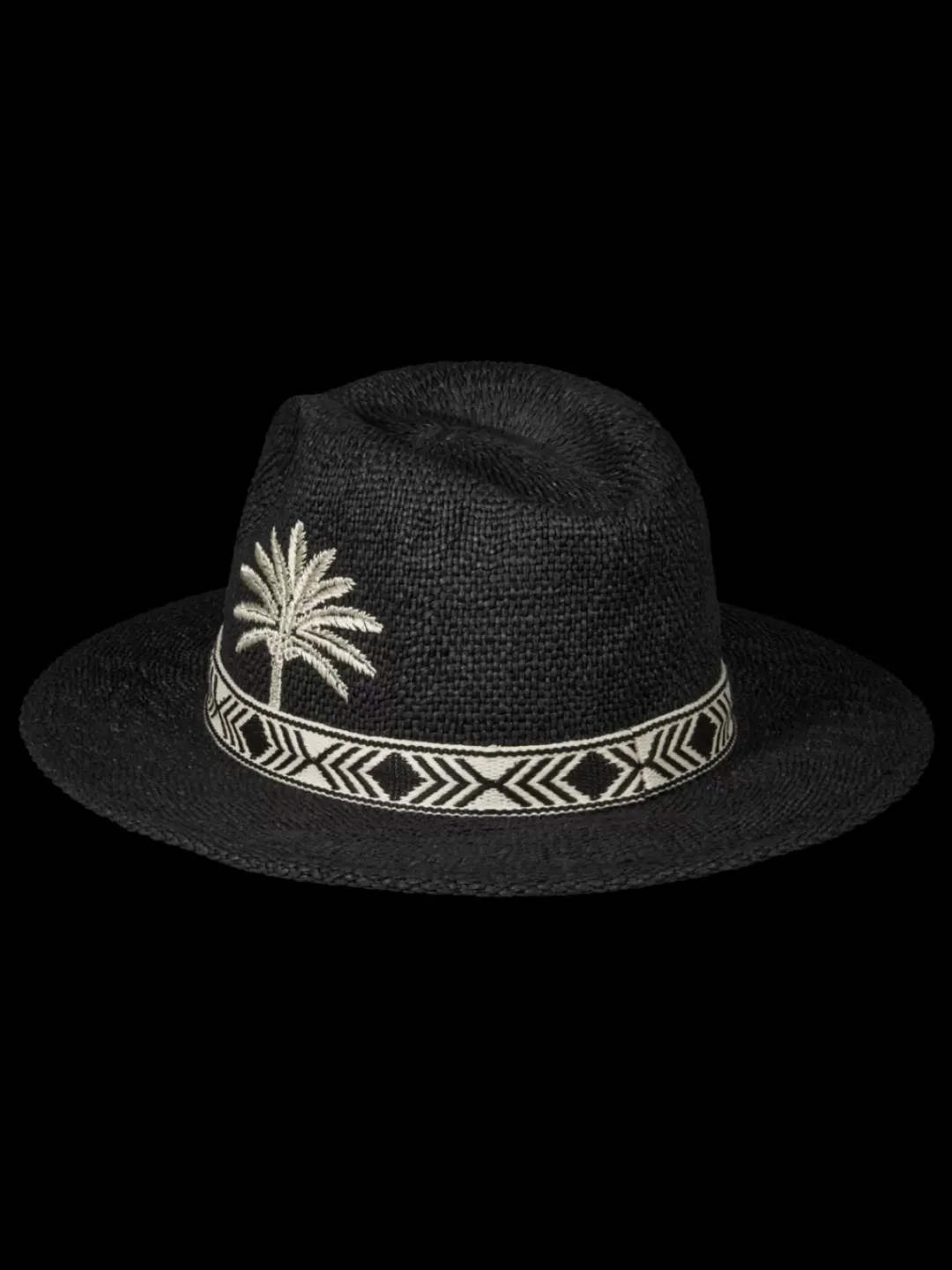 Fashion Scotch & Soda Embroidered straw panama hat Black