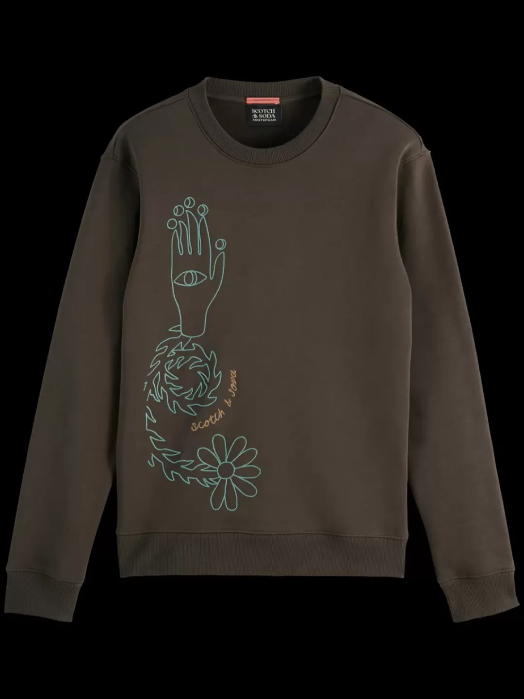 Best Scotch & Soda EMBROIDERY SWEATSHIRT Coffee