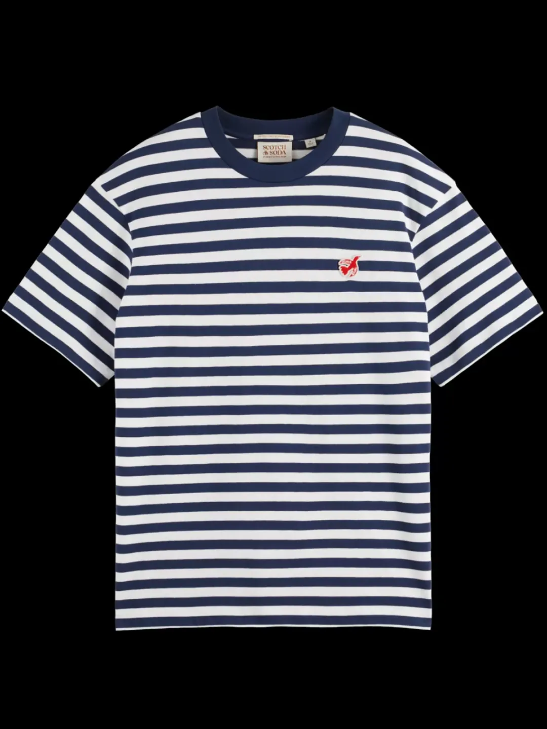 Fashion Scotch & Soda Essential - the free spirit peace bird striped t-shirt Navy/White