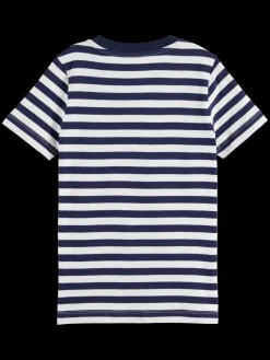 Sale Scotch & Soda Essential - THE FREE SPIRIT PEACE BIRD STRIPED T-SHIRT Navy/White