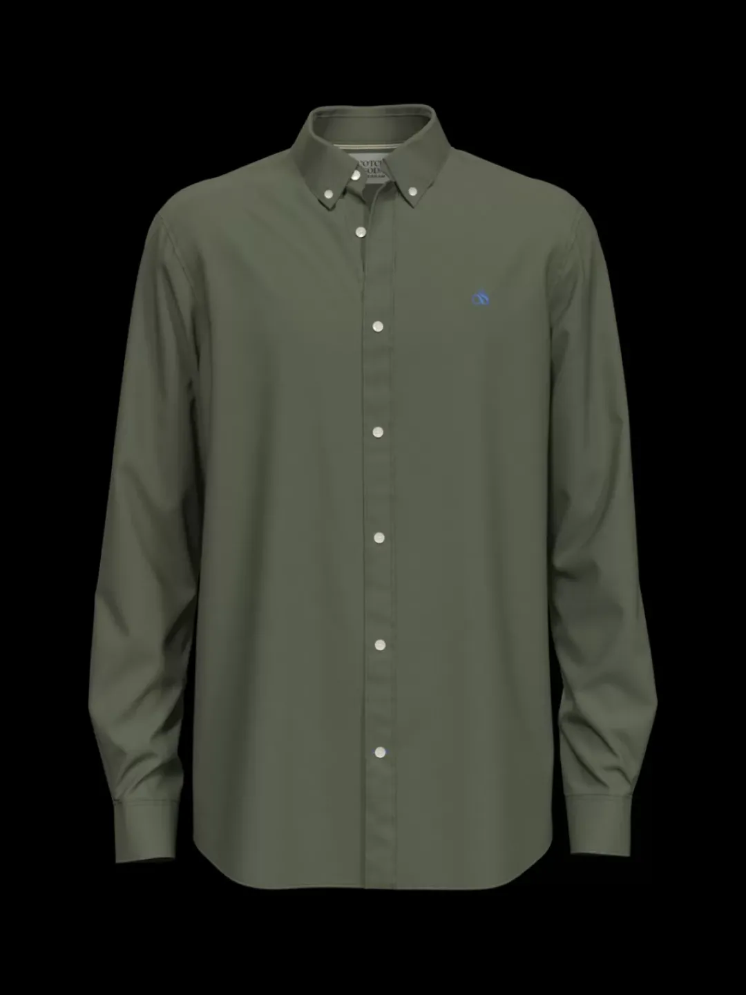Discount Scotch & Soda Essential Regular fit oxford solid shirt Army