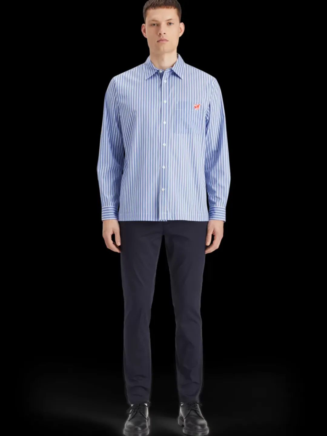Sale Scotch & Soda Essential The free spirit peace bird poplin shirt BlueWhitestripe