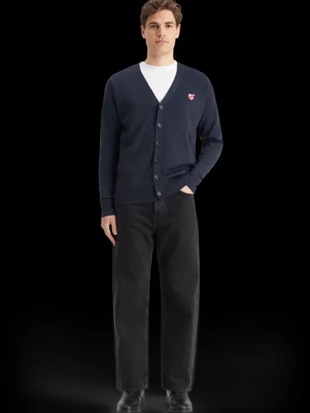 Sale Scotch & Soda Essential The free spirit peace bird merino cardigan Navy