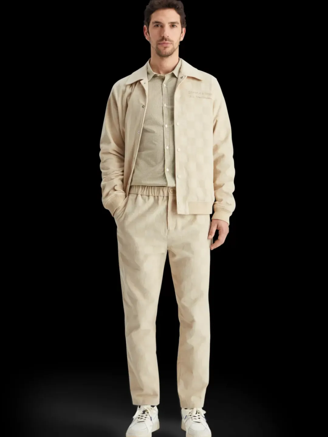 New Scotch & Soda Fave - check-patterned corduroy jogger Parchment