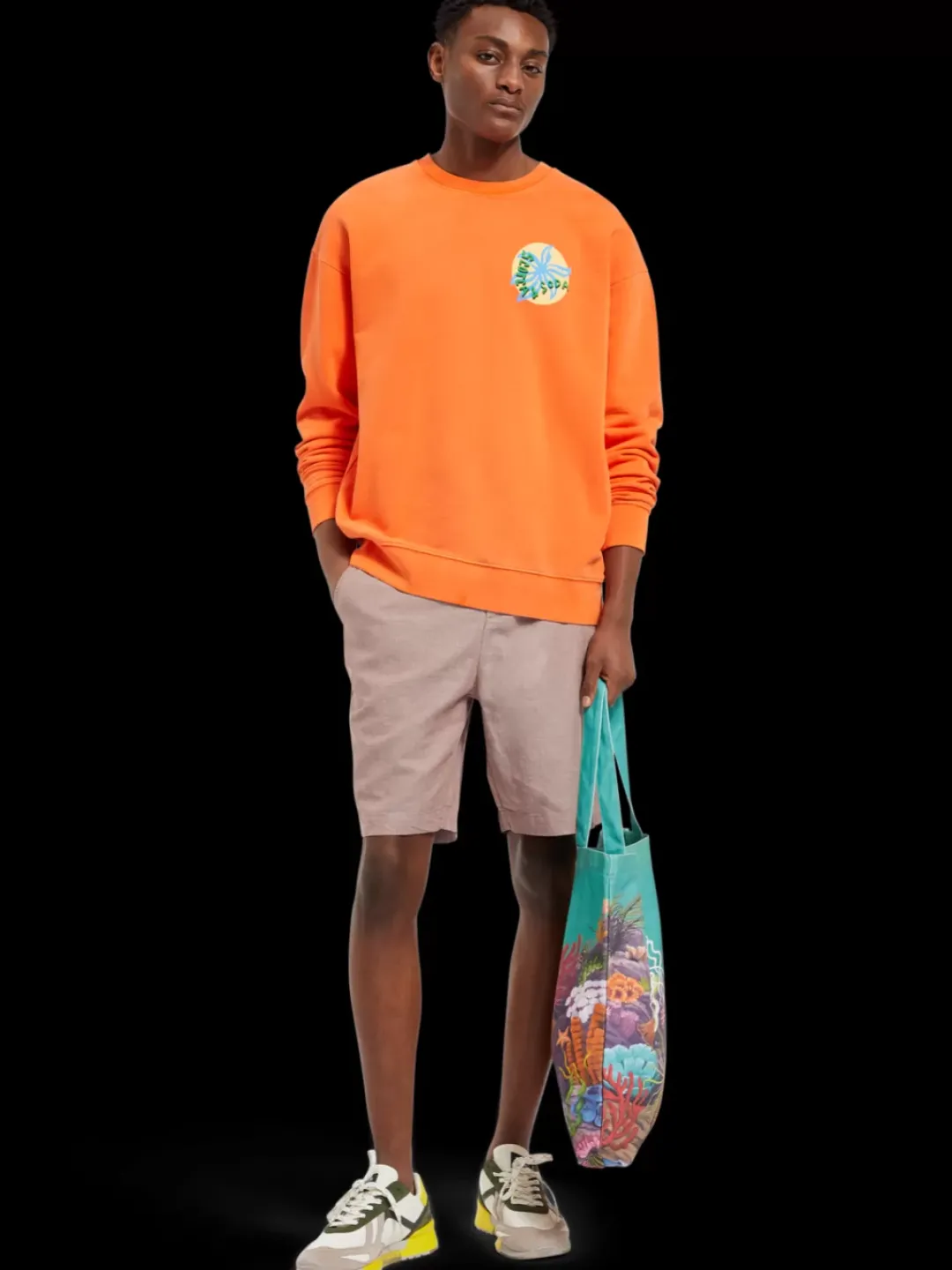 Clearance Scotch & Soda Fave - cotton/linen twill bermuda Driftwood