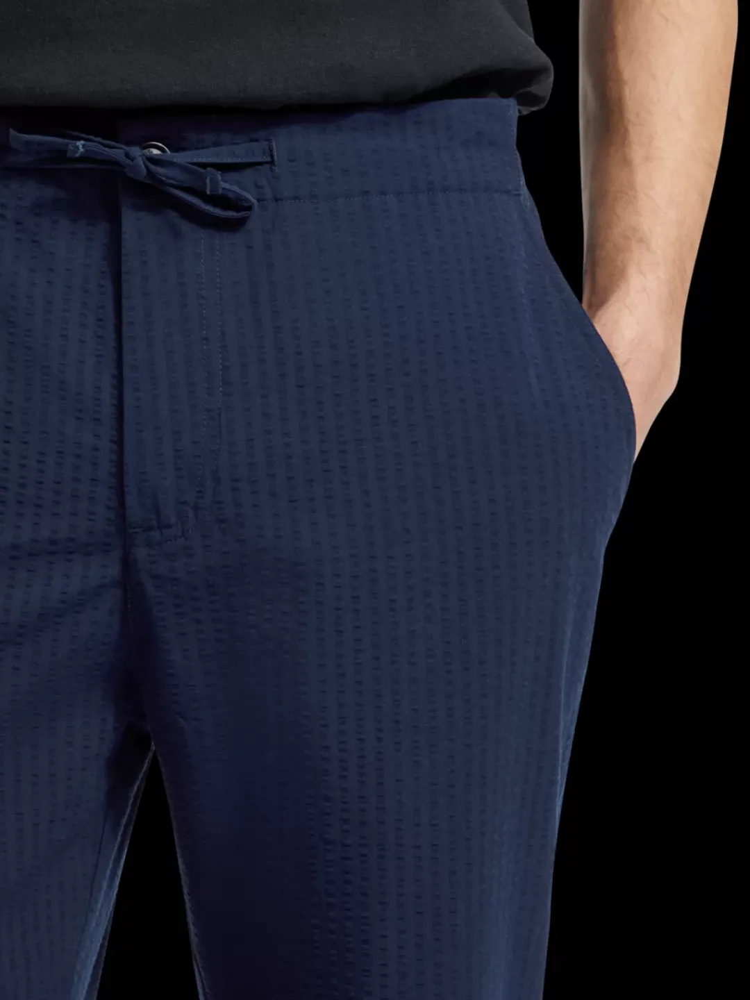 Outlet Scotch & Soda Finch - regular tapered seersucker jogger Navyblue