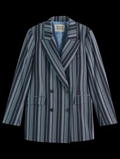Hot Scotch & Soda Fitted double breasted striped blazer BlueSchoolStripe