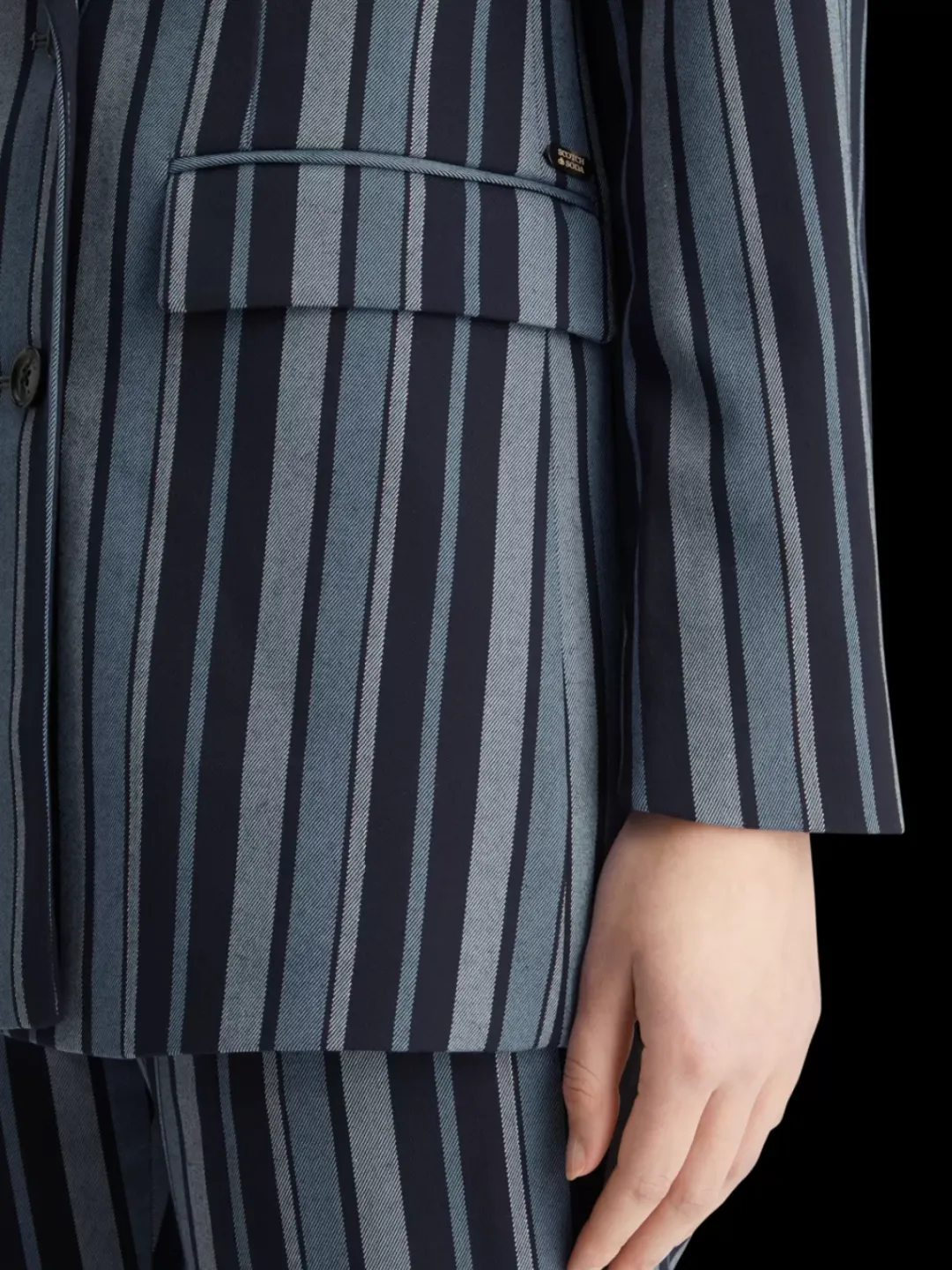 Hot Scotch & Soda Fitted double breasted striped blazer BlueSchoolStripe
