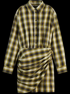 New Scotch & Soda FLANNEL MINI WRAP DRESS OliveCheck
