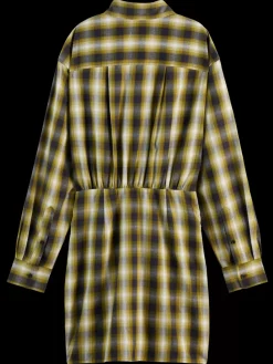 New Scotch & Soda FLANNEL MINI WRAP DRESS OliveCheck