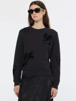 Fashion Scotch & Soda Flock print artwork regular sweatshirt Black