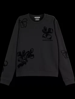 Fashion Scotch & Soda Flock print artwork regular sweatshirt Black
