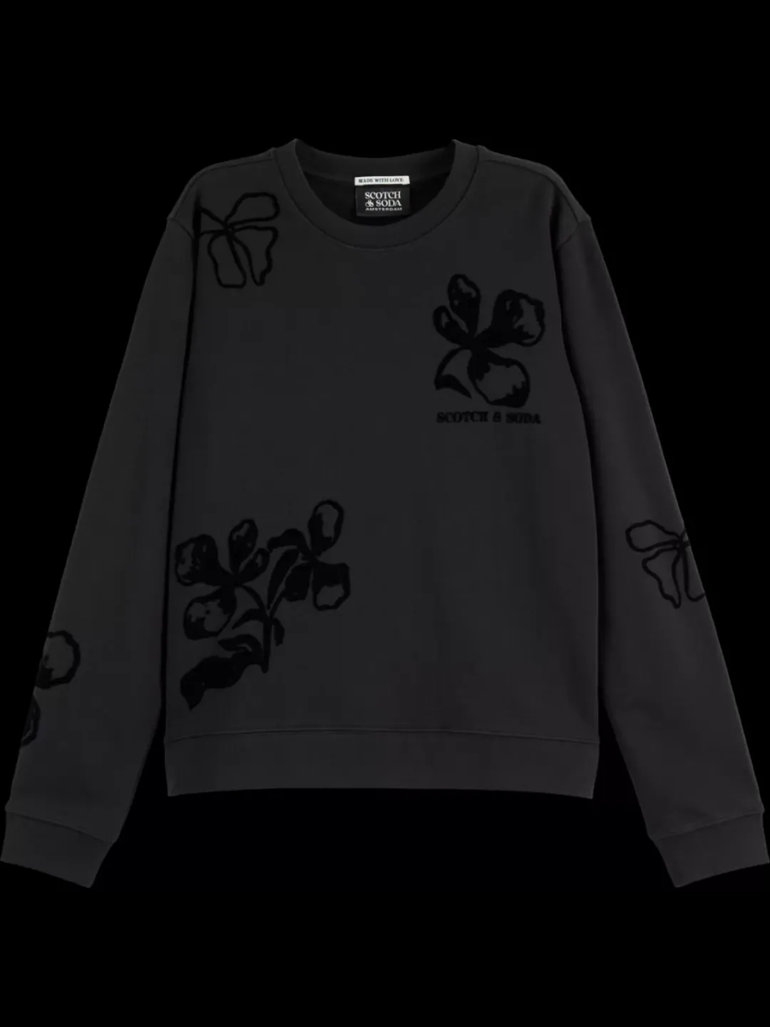 Fashion Scotch & Soda Flock print artwork regular sweatshirt Black