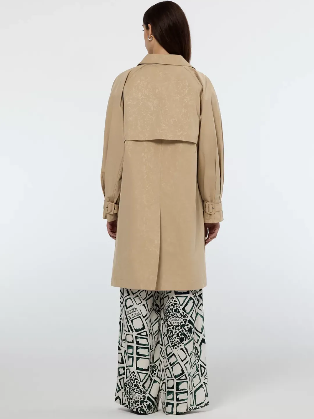 Discount Scotch & Soda Floral embossed cotton blend carcoat Sand