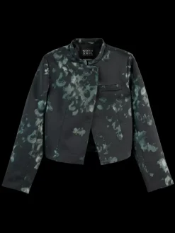 Best Scotch & Soda Floral jacquard cropped blazer NieuwBlossomPrintParkgreen