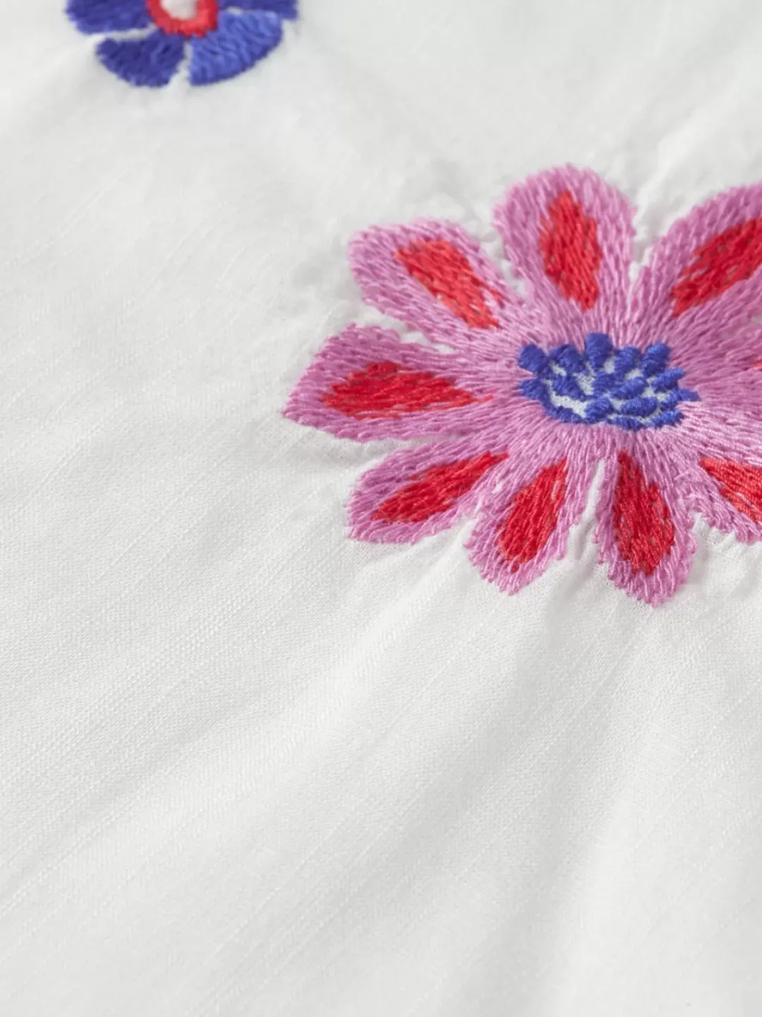 Fashion Scotch & Soda Flower embroidered kaftan dress OffWhite