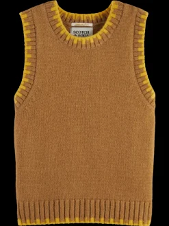 Hot Scotch & Soda FLUFFY BLANKET STITCH VEST TravelTan
