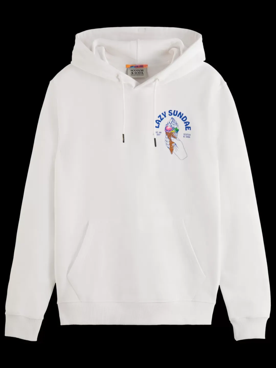 Outlet Scotch & Soda Front and back artwork hoodie White