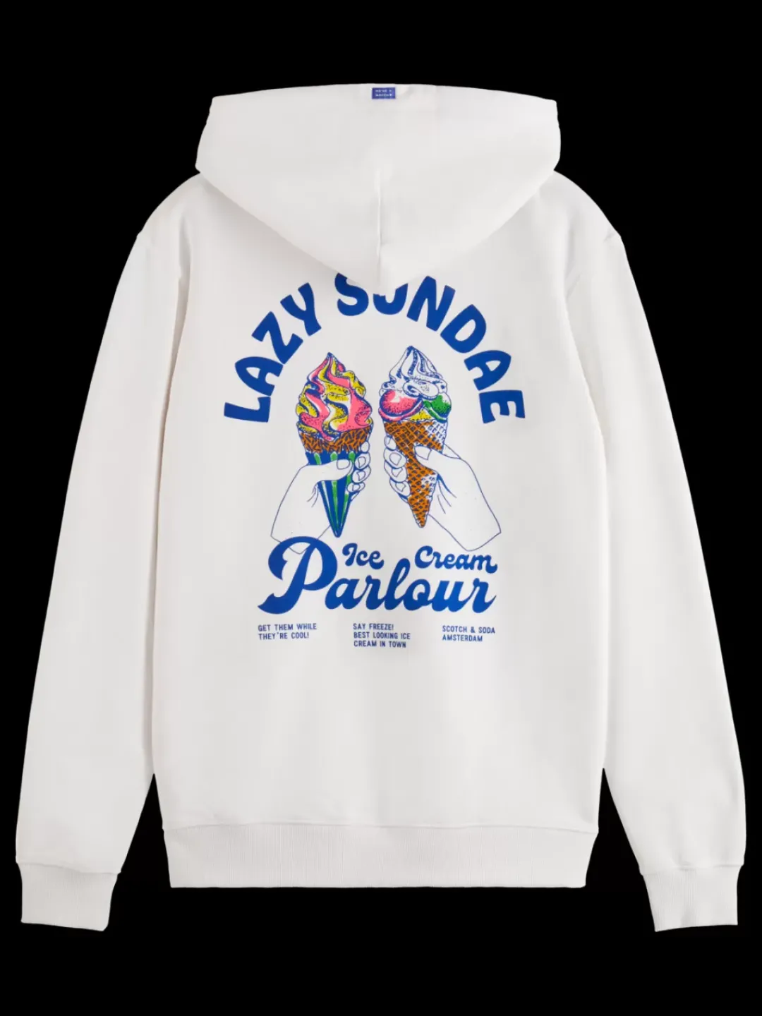 Outlet Scotch & Soda Front and back artwork hoodie White