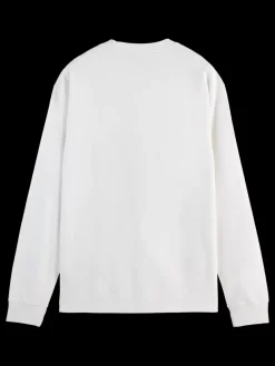 Outlet Scotch & Soda Front artwork relaxed fit long sleeve t-shirt White