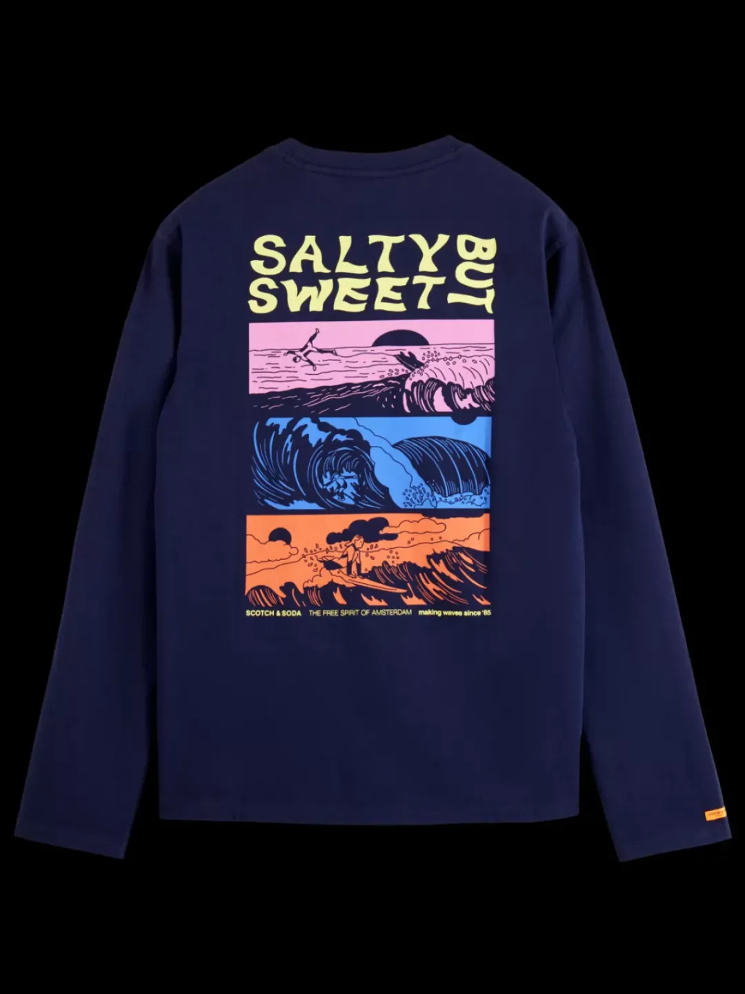 Discount Scotch & Soda Front back artwork ls t-shirt NavyBlue