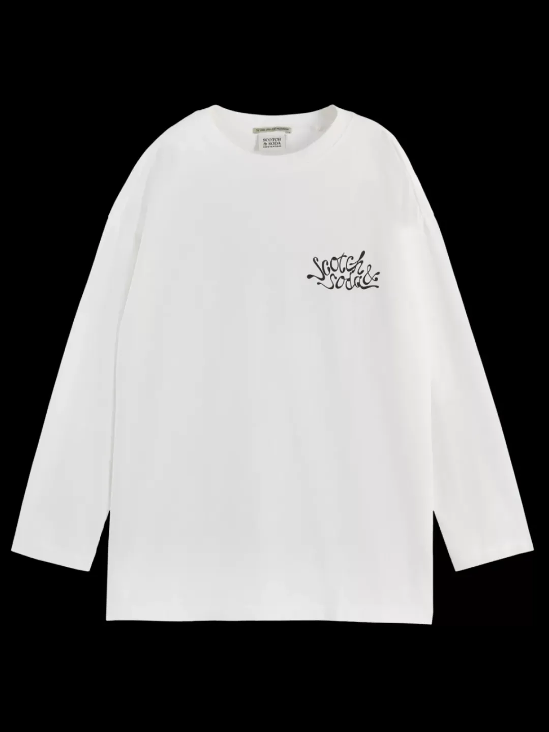 Discount Scotch & Soda FRONT BACK ARTWORK OVERSIZED LONG SLEEVE T-SHIRT White