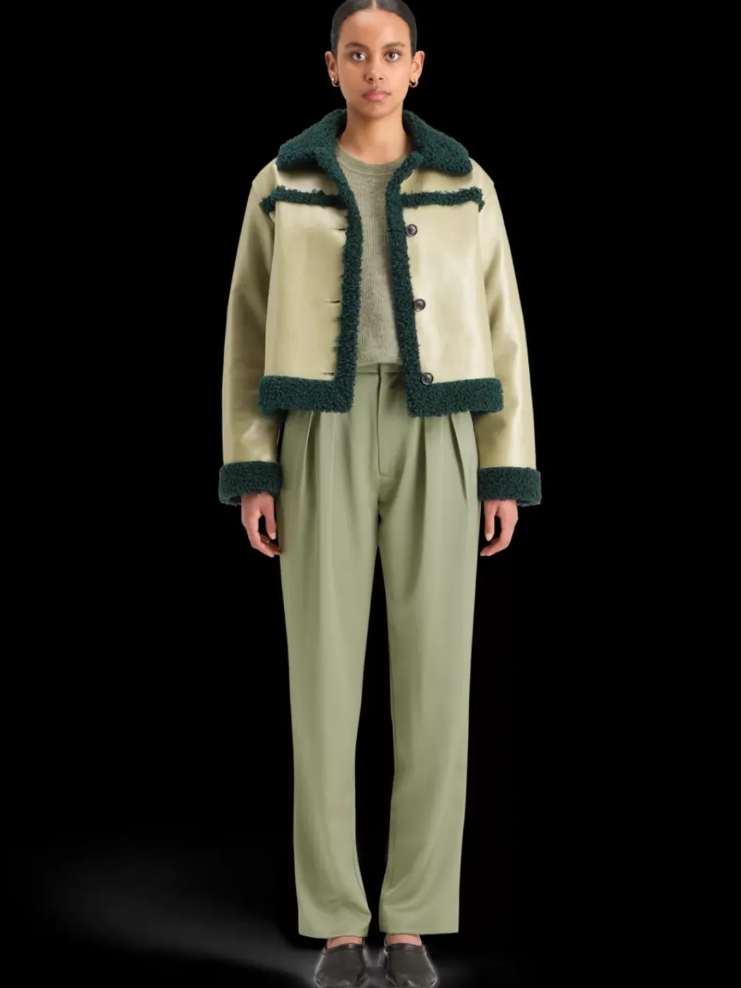 Outlet Scotch & Soda FUZZY CREW NECK PULLOVER WashedSageMelange