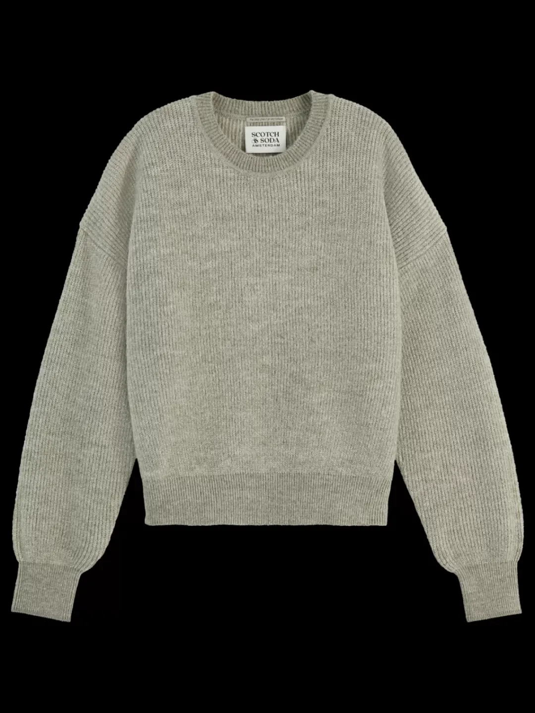 Outlet Scotch & Soda FUZZY CREW NECK PULLOVER WashedSageMelange