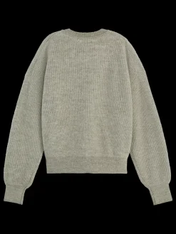 Outlet Scotch & Soda FUZZY CREW NECK PULLOVER WashedSageMelange