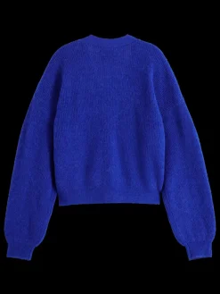 Discount Scotch & Soda FUZZY RELAXED CARDIGAN ElectricBlue